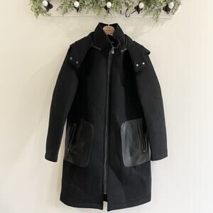 Cole Haan Grand Neoprene Bonded Wool Coat Jacket Black Womens Size 4